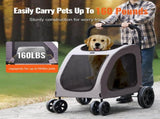 Pet Stroller, 4 Wheels Dog Stroller with Brakes, 160lbs Weight Capacity, Portable Puppy Stroller V952-CWTCDHK4QSHD3F05MV0