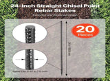 Rebar Stakes, 609.6 mm, Heavy-Duty 12 mm Diameter, Straight Galvanized Steel Ground Anchors with V952-LWDDIJ24YC12MNNC0001V0