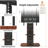32"-65" Tv Floor Stand Adjustable Corner Tv Mount Bracket With Sturdy Wood Base V767-U-718-BK-V1