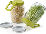 Complete Sprouting Kit - 2 Large Wide-Mouth Mason Jars 32 Oz, 2 Foldalbe Screen Lids with Draining V1258-DP02-C-1195