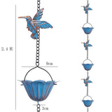 7.87FT Rain Chain, Hummingbird Rain Chains for Outside, Copper Rain Chain Bell with 7 Cups, V1192-AZ-W-3610