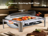 Roll Top Chafing Dish Buffet Complete Set, 9Qt Stainless Steel Chafer with Full Size Pan, Rectangle V952-ZFXQFGK1JTYSNU6QFV0