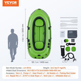 Inflatable Boat, 4-Person Inflatable Fishing Boat, Strong PVC Portable Boat Raft Kayak, 1158mm V952-YCK4RK00000087X5RV0