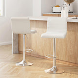 Artiss 2x Bar Stools Padded Leather Gas Lift White BA-TW-NEWT710N-WH-X2
