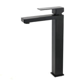Matt Black Stainless Steel Square Tall Basin Mixer Sink Tap High Vanity Spout V1233-KSQ104B