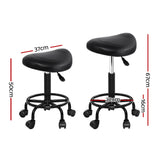 Artiss 2x Salon Stool Saddle Swivel Chair SALON-B-ERG-NEW-BKX2