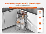 18"W Opening Blind Corner Pull Out Organizer, 2 Tier 4 Shelf Kitchen Cabinet Organizer, Magic Chrome V952-MJSNLDGG2C345BN6UV0