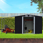 Wallaroo 4x8ft Zinc Steel Garden Shed with Open Storage - Black GSS-BSW-48O-BK