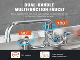 Commercial Faucet with Pre-Rinse Sprayer, 36" Height, 8" Center, 12" Swing Spout, Wall Mount Kitchen V952-BGSYCXSLTBGSR39MKV0