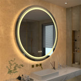 P&P Silver Mirror With White Frame Round LED Bathroom Mirror V767-XMR-Y28-628-AU-V1