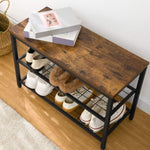 Industrial Design Entryway Shoe Rack with Coat Hooks Organizer V178-81689