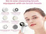 6-in-1 Electric Facial Cleansing Brush Set with 5 Brush Heads, Rechargeable Waterproof Face Brush V1237-ZY-917-120