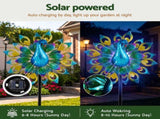 Gardeon Garden Windmill Solar Light Colorful Peacock Metal Spinner 190cm GWM-190CM-PK-GN