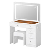 Levede Dressing Table LED Makeup Mirror Stool Set Vanity Desk 5 Storage Drawer VM1034-WH-AU