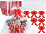 6 Pack Movie Night Gifts Baskets Plastic Popcorn Box Containers with Bags and Bows for Holiday Lover V1259-DP01-A-5636