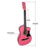 Karrera 38in Cutaway Acoustic Guitar with Carry Bag - Pink CC38-PK