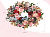 22 Inches Spring Summer Everyday Flower for Front Door, Artificial Roses Peony Wild Flowers V1258-DP02-C-2669