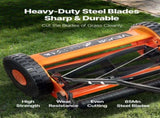 Push Reel Lawn Mower 35 cm, 5 Blades Manual Push Mower No Motor, 15-45 mm Adjustable Cutting Height, V952-SDTSGZGCJ14IZEEJ2001V0