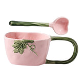 Ceramic Pumpkin Mug, Large Handle Halloween Coffee Cup, Pink Large Capacity Novelty Cup with Spoon, V1366-AZ2-W-20996