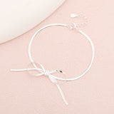 Simple Bow Pendant Necklaces for Women-Bow Necklace and Bracelet Jewelry Set for Women Girls Long V1370-AZ4-01131