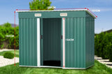 4ft x 8ft Garden Shed with Base Flat Roof Outdoor Storage - Green GSF-BSW-48B-GN