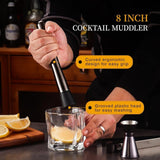 12-Piece Stainless Steel Cocktail Set with Bamboo Stand, Black, for Bar and Home Use, Perfect Gift V1188-MS-325-1515