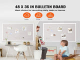 48"x36" White Cork Board with Linen Surface Stylish Wall-Mounted Bulletin Board for Home, School, V952-RMB48X36WBSMBDAIDV0
