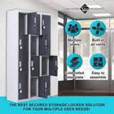 12-Door Locker for Office Gym Shed School Home Storage - 4-Digit Combination Lock V63-839041