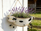 Cow Shaped Wall Planter,Whimsical Metal Hanging Flower Pot for Garden Fence Balcony Patio V1369-AZ3-W-14643