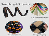 Spooky Halloween Ribbon - Skull, Pumpkin & Witch Printed Wired Craft Ribbon for DIY Decor, Bow V1366-AZ2-W-16568