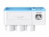 Blue Wall-Mounted Bathroom Organizer with 3 Magnetic Cups - Automatic Toothpaste Dispenser, No-Drill V888-ELOSUNG57228-1