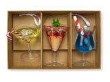 Christabelle 3 Glass Cocktail Christmas Ornaments Assorted Novelty 13cm Xmas Tree Decorations H 112_SHD2001