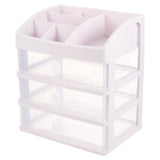 White Plastic Desk Organizer with Storage Drawers for Cosmetics and Stationery in Bedroom or V1369-AZ3-W-15632