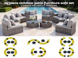 Gardeon 8 Seater Outdoor Sofa Set 14PCS Table Chair Set Rattan Patio Furniture ODF-SOFA-7PC-RTA-GEX2-ABC
