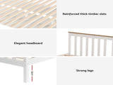 Artiss Bed Frame Single Size Wooden Platform with 2 Storage Drawers White PONY WBED-D-TC18-92-DRAW