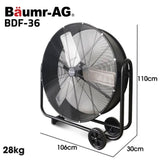 BAUMR-AG 36" 914mm Industrial Mobile Floor Drum Fan, 290W Brushless Motor, Tilting, Large, V219-SPCAIRBM36DA
