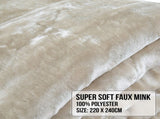 Laura Hill 600-GSM Mink Blanket Queen Size Double-Sided Soft Plush Bed Faux Throw Rug Beige MINK-BE