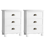 Artiss 2x Bedside Table 3 Drawers Vintage - THYME White ST-CAB-B-3D-WHX2
