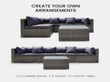 LONDON RATTAN 5 Piece 4 Seater Outdoor Modular Lounge Setting with Coffee Table, Grey V219-OTDOLSLR4SGY2