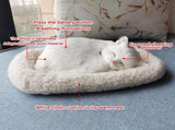 Realistic Sleeping Cat Toy Breathing Cat Stuffed Animal Doll with Mat Plush Toys for Children Home V1294-YM0714-10332431