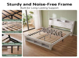 Artiss Queen Bed Frame with Storage Charging Station & LED White BFRAME-G-CORE-Q-BK-ABC