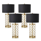 SOGA 4X Golden Hollowed Out Base Table Lamp with Dark Shade TABLELAMPA65X4