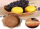 Woven Fruit Basket Bowl, Decorative Rattan Storage Organizer for Kitchen Counter, Sturdy Wicker V1366-AZ2-W-16793