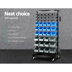 Giantz 90 Storage Bin Rack Stand Double-sided Wheels BIN-RACK-90-AB