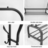 Black Heavy Duty Metal Double Clothes Rail Rack Garment Hanging Shoe Storage Shelf AU V201-QHGMMOREONE031