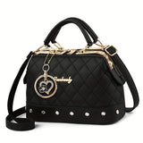 Women'S Handbag Quilted Handbag Studded Handbag Black Handbag Gold Toned - White - Size 25-13-16 V1347-945-61558-WHT-25-13-16
