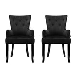 2x Artiss Dining Chairs Velvet French Provincial Armchair Black UPHO-D-DIN116-VEL-BKX2