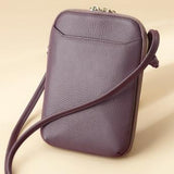 Purple Premium Leather Mini Crossbody Phone Bag - Stylish Multi-Pocket Organizer for Women V888-ELOSUNG27834