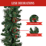 Christabelle 3.05m Christmas Garland with Berries Pine Tree Decoration Ornament 112_BHZG10