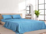 Dreamz 4pcs Queen Size 100% Bamboo Bed Sheet Set in Blue Colour BED1016-Q-BL